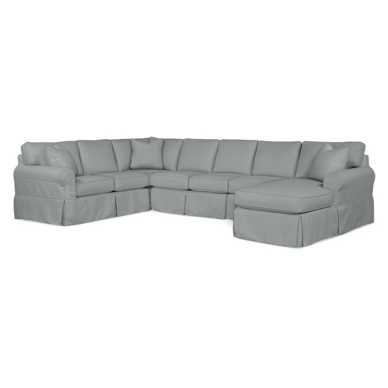 Bedford Chaise Sectional, Light Blue Performance Fabric; 0851-55, Left Hand Facing