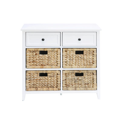 Console blanche - 6 tiroirs pour une armoire propre et bien rangée dans une chambre moderne