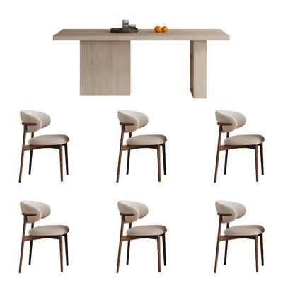 Modern Rectangular Rock Slab Dining Table Sets