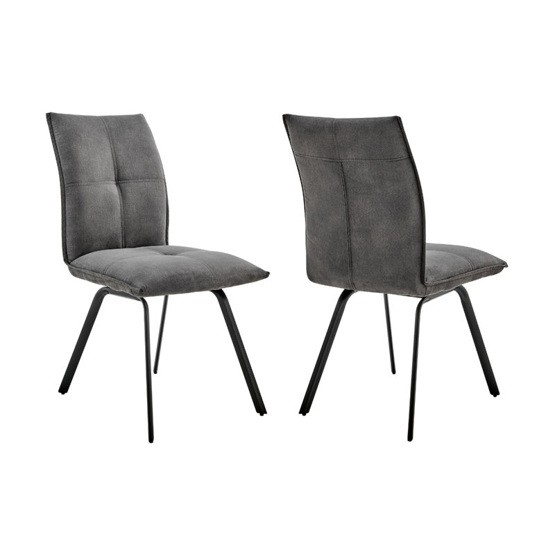 Rylee 19'' H Fabric Upholstered Metal Side Chair, Gray