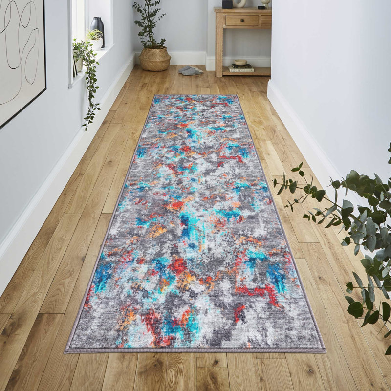 Tapis multicolore lavable et antidérapant Lyanne, Tapis de couloir 2 pi 2 po x 7 pi