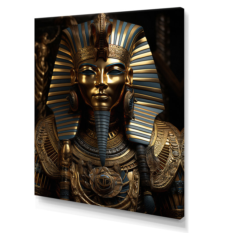 Égypte, pharaon doré sur toile, Toile tendue, H 32 po x l 24 po x P 1 po