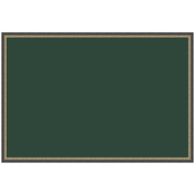 Tableau d'affichage en lin encadré en tissu, Matinée bronze noir, Vert foncé, H 25 po x l 37 po x P 1,5 po