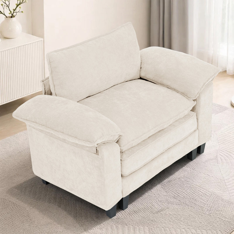 Fauteuil d'appoint rembourré Modern Comfy, Tissu beige