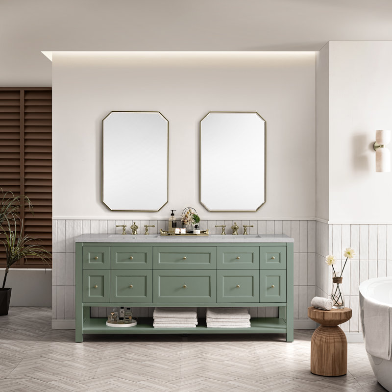 Breckenridge 72'' W Double Vanity, Ethereal Noctis, Smokey Celadon, 8" Widespread