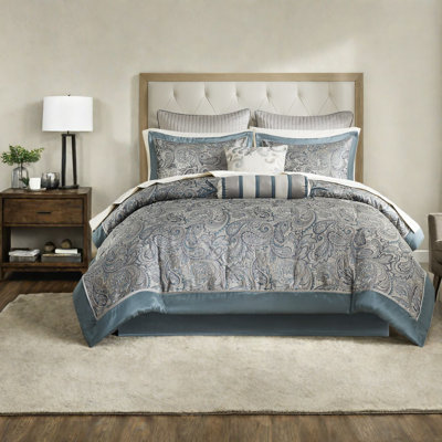Ensemble complet de literie pour très grand lit, draps en coton, style sarcelle cachemire