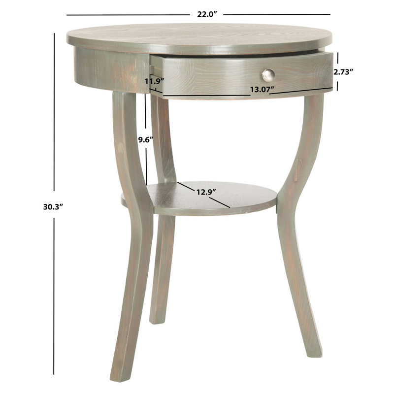 Joanna Solid Wood Top End Table with Storage, French Gray