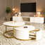 Table basse gigogne moderne cannelée avec tiroir en blanc et or 31,5 po Modern-125534777