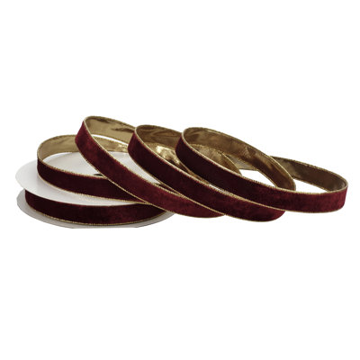 1"X20Y Wired Velvet Ribbon W/Metallic Edge