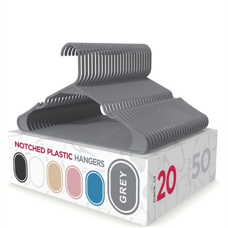 Cintre en plastique antidérapant pour costume / manteau Nievelt, Gris, 20