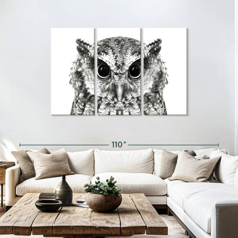 Hibou ensorcelant Brampt, H 48 po x l 74 po