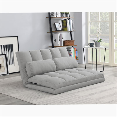 Canapé-lit à 3 volets, matelas pliant avec 2 coussins, rembourrage en mousse haute densité, tissu en polyester