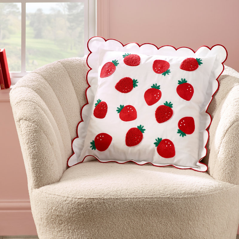 Strawberry Embroidered Cushion