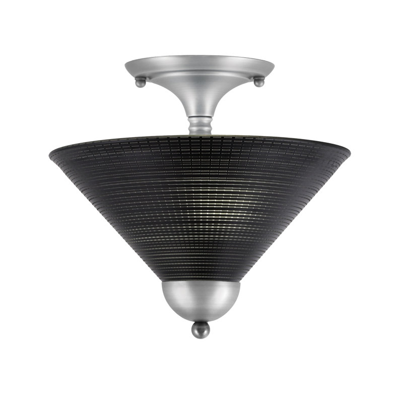 Magar Semi-Flush 2 Bulbs With 12" Glass, Brushed Nickel, Black