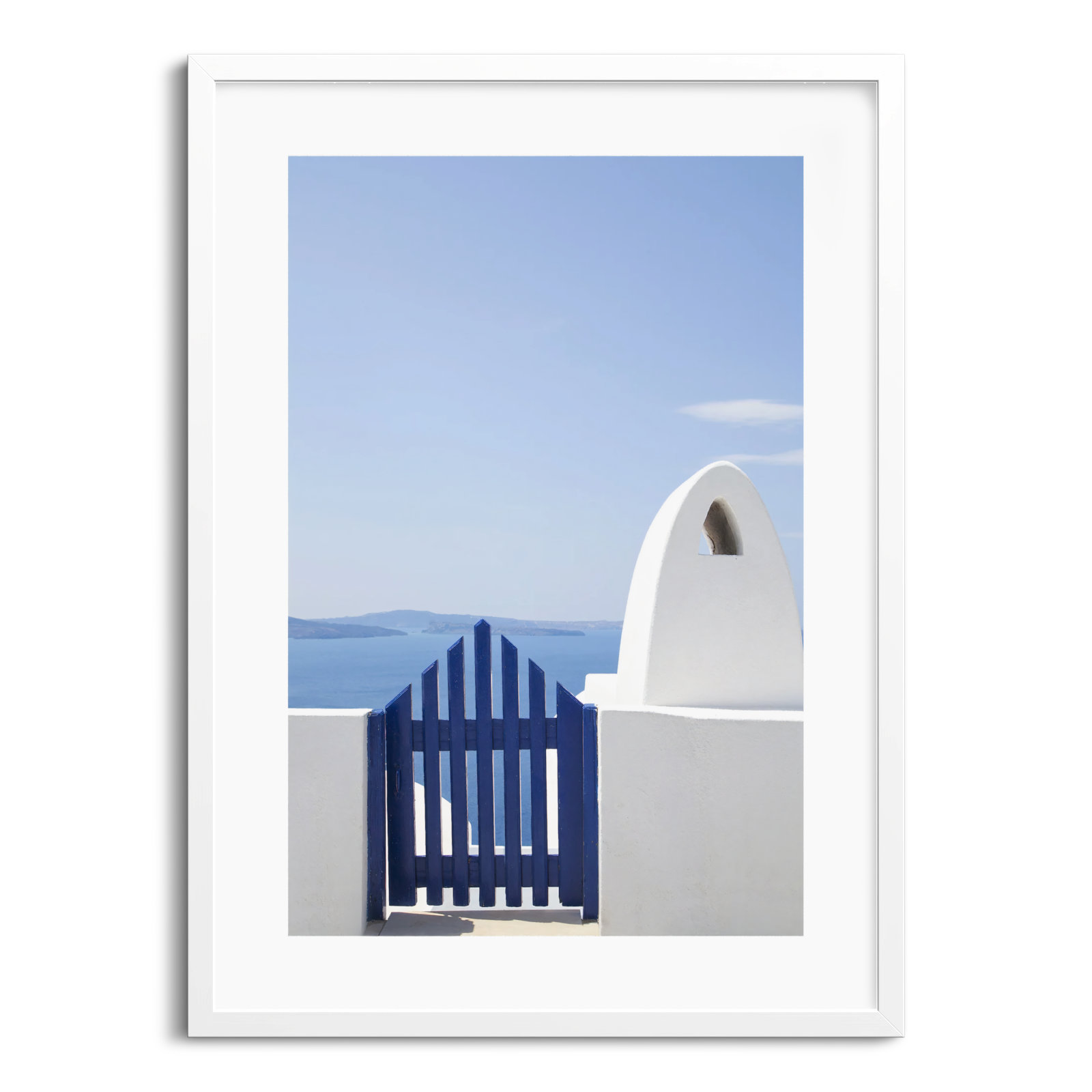 Oia Blue Fence by Golie, White, 33" H x 24" W