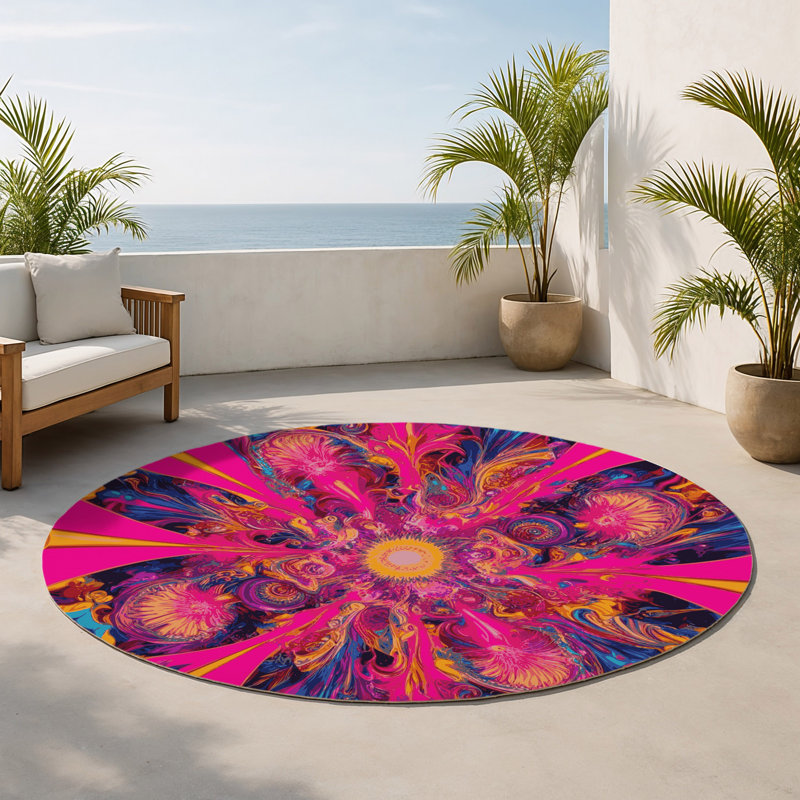 Tapis intérieur et extérieur Hypno Pulse, Rond 5 pi