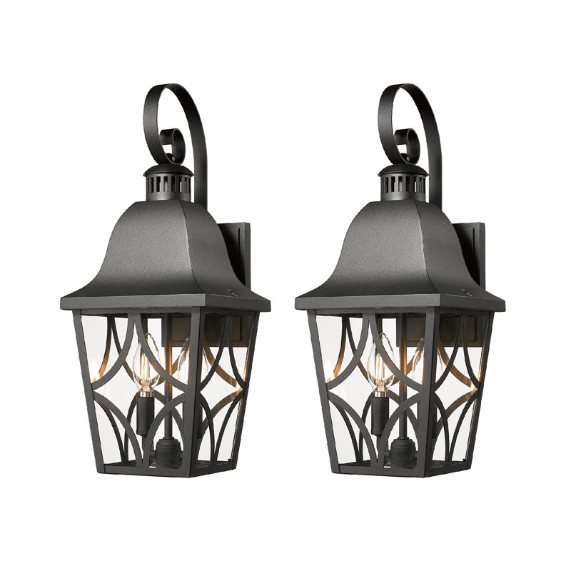 Set of 2 Waterproof Outdoor Wall Sconce Lights - Exterior Lighting Fixtures with Clear Glass