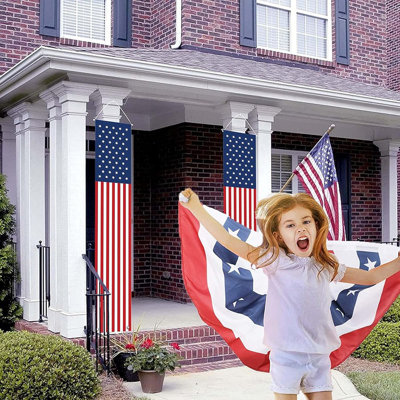 Le 4 juillet, décorations pour la fête de l’Independence - ensemble de banderoles à drapeau américain pour intérieur et extérieur (ensemble de 2)