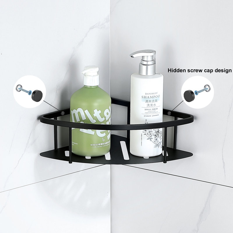 Wall Mounted Shower Caddy Corner Storage Shelf Triangular Shower Basket, Matte Black