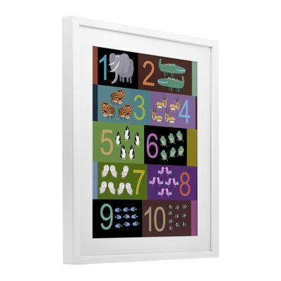 Blocked Kid's Educational Counting Framed Print Under Glass, design by Carla Daly