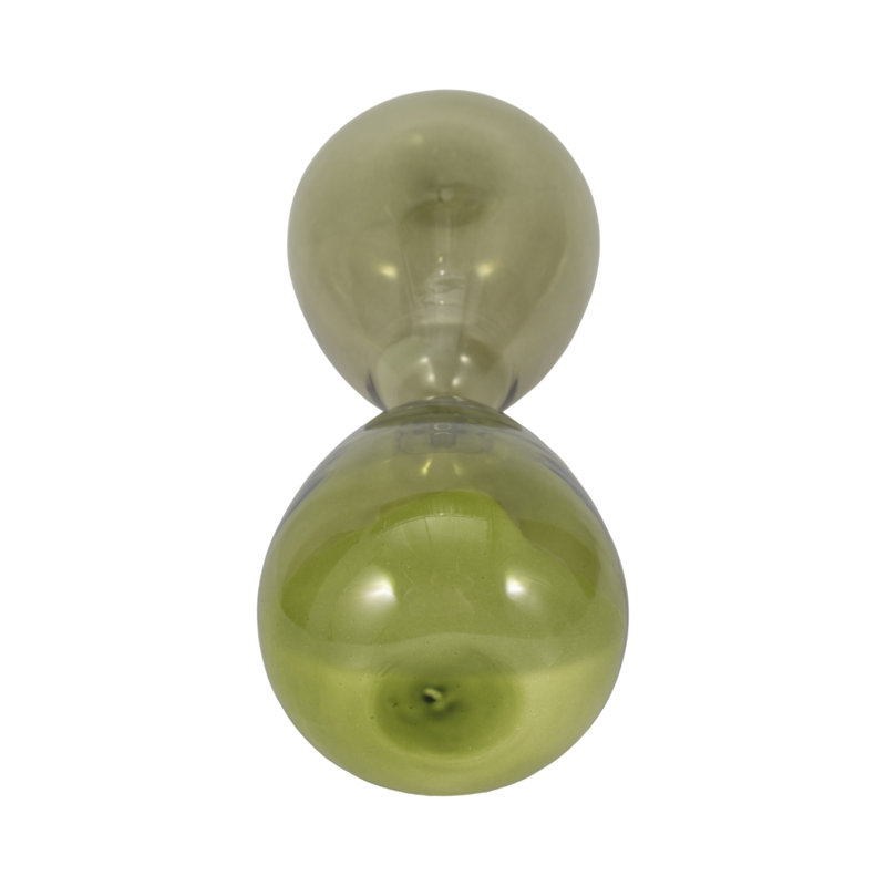 Decorative Glam Glass Hourglass Sculpture for Office Decor - Modern Object Accent for Bedroom Styling, Living Room Tabletop or Home Decoration - Green