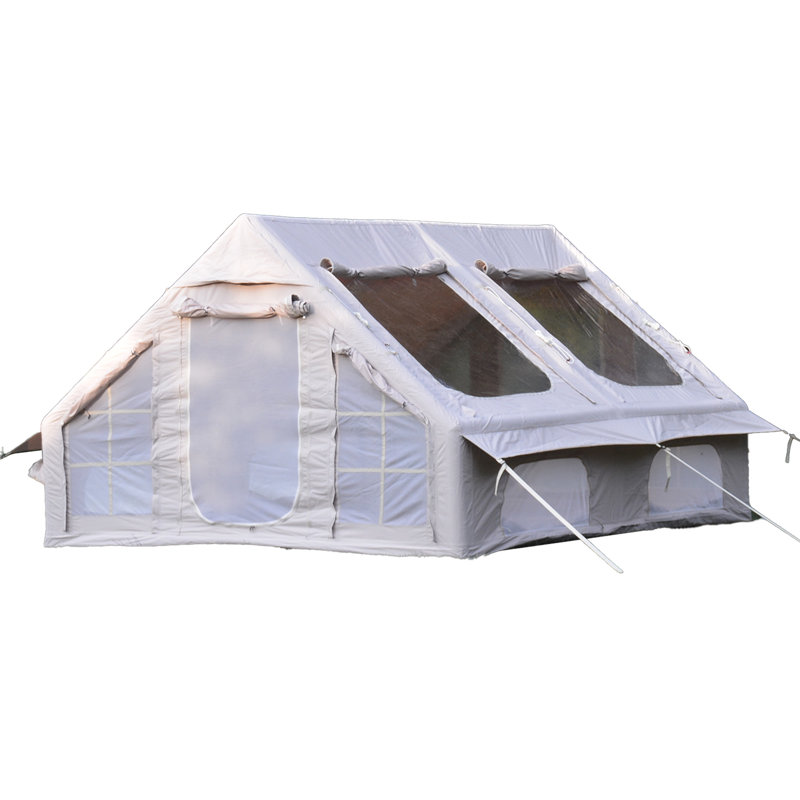 Tente de camping gonflable avec pompe, Beige