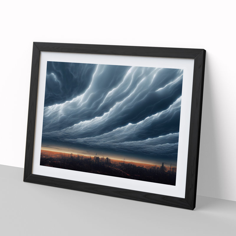 Cyberpunk Storm Clouds - Framed Print, Black, 46cm H x 64cm W x 2cm D