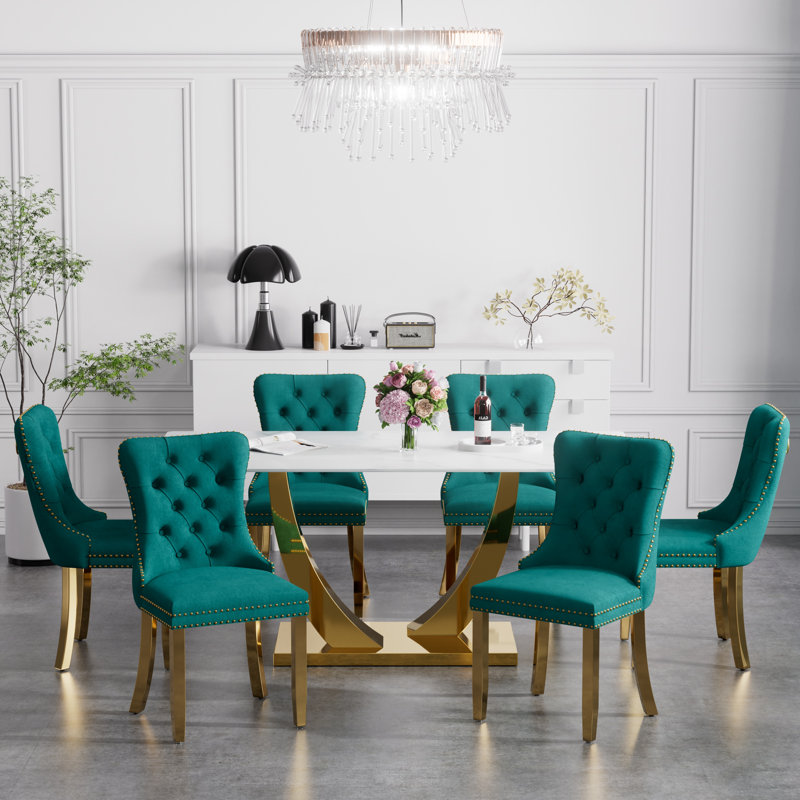 Horten Rectangular 35.4'' W Dining Set, 5, Green