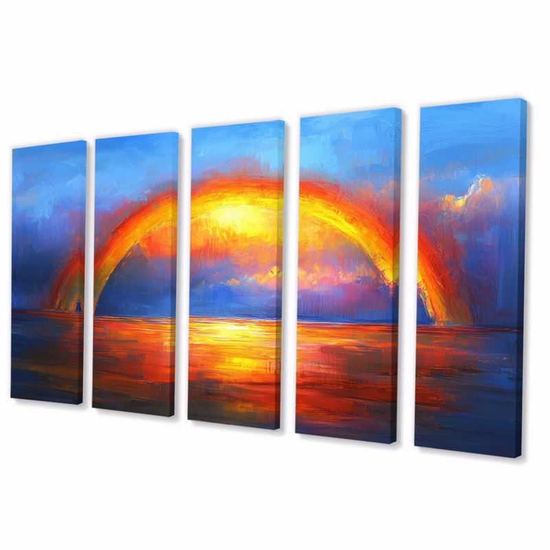 «Madeleine» - Art mural arc-en-ciel - Ensemble d'art mural traditionnel, H 32 po x l 80 po, 5