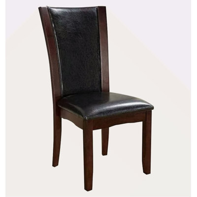 Style Comfort Contemporary 2Pcs Side Chairs Dark Cherry Brown Leatherette Cushion Seat Kitchen Dining Room Furniture