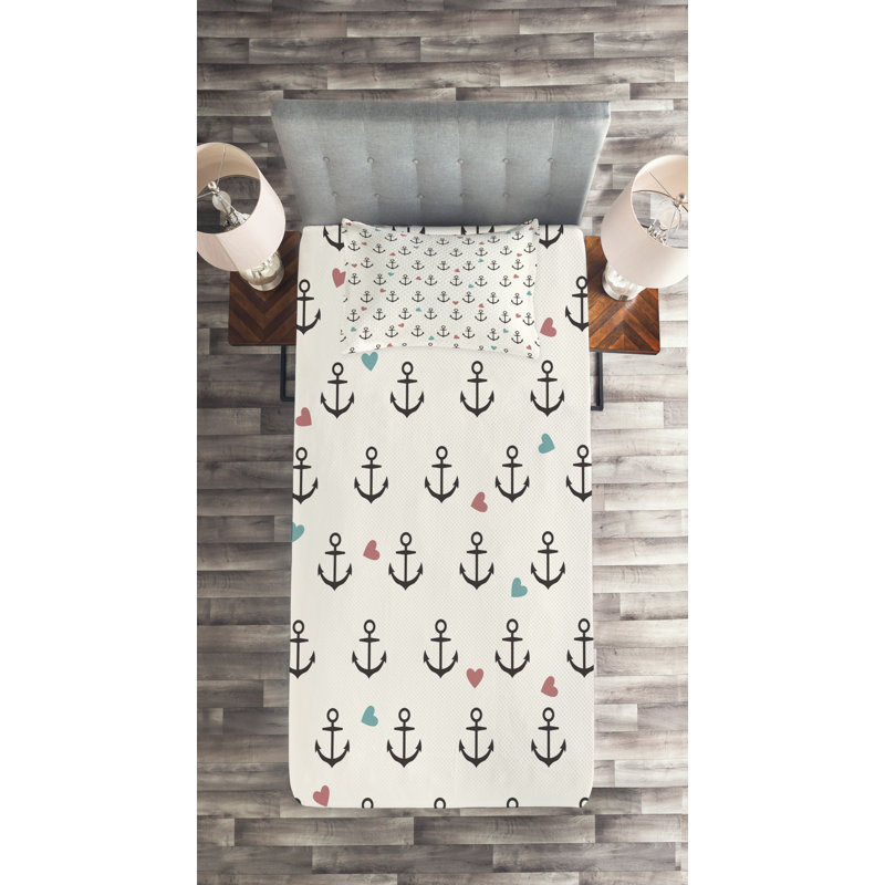 Anchor Coastal Polyester Coverlet, Twin Bedspread + 1 Sham