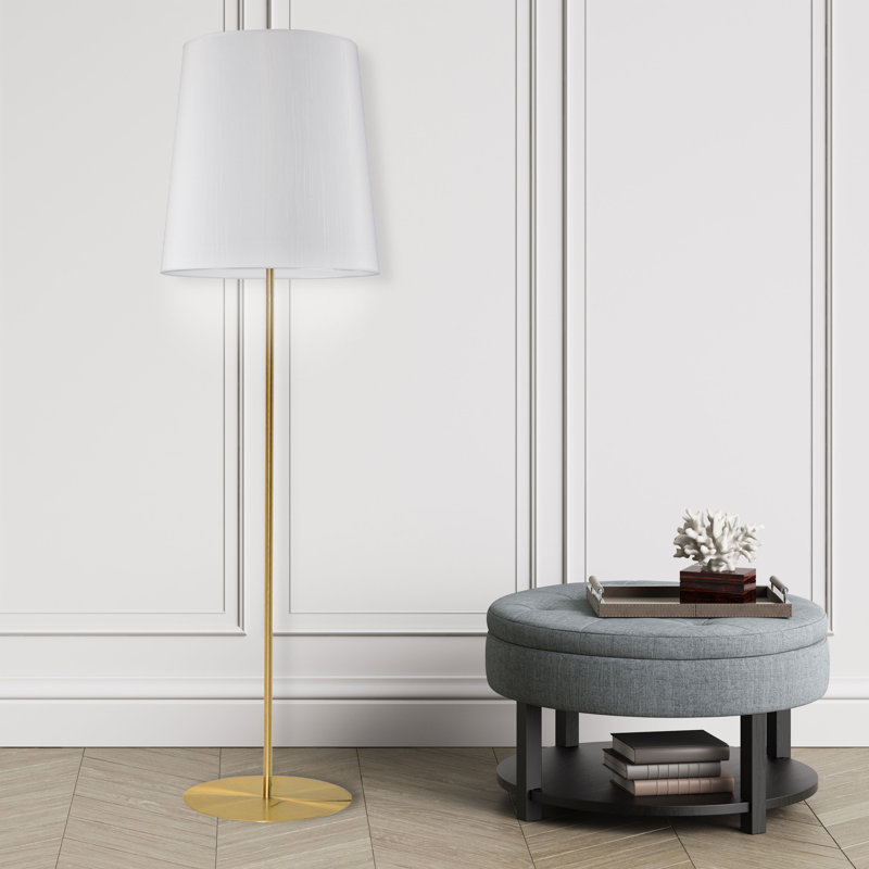 Maine 1 Light Floor Lamp, Gold, White