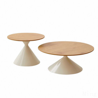 1-Piece White Wood Round Coffee Table White+Wood