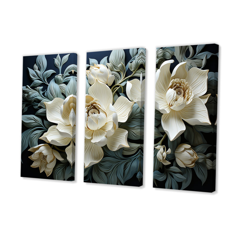 Ensemble de décorations murales modernes tulipes blanches et bleues, H 32 po x l 48 po x P 1 po