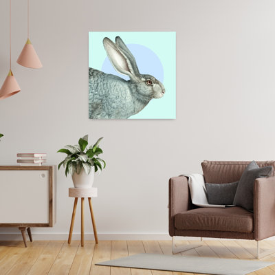 Grey Rabbit Profile Vintage Contemporary Rabbit Nature Portrait Wall Art Print 1 Piece Wrapped Canvas Wall Art