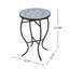 Table d'appoint d'extérieur ronde avec plateau de style mosaïque et pieds courbés en fer