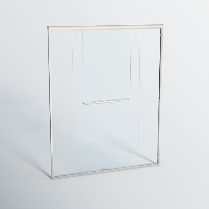 44 - 48 In. W X 72 H Shower Door, Double Sliding Semi-, 1/4" Tempered Glass, , Scratch Corners, Adjustable Installation 44" 48" 72", 6Mm Frame With Angles, Walk-In