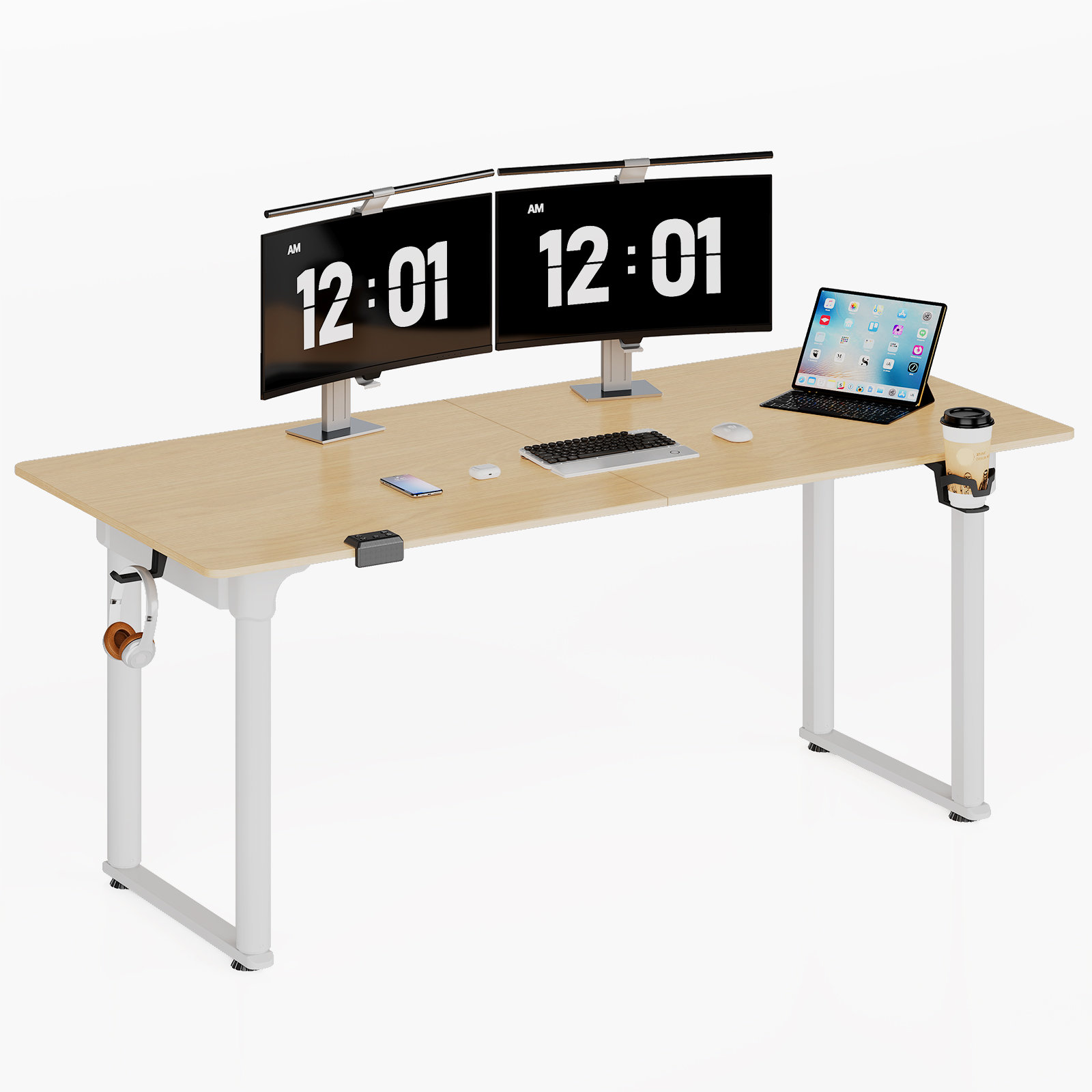 Inbox Zero Mitza Height Adjustable Rectangle Standing Desk with Memory ...