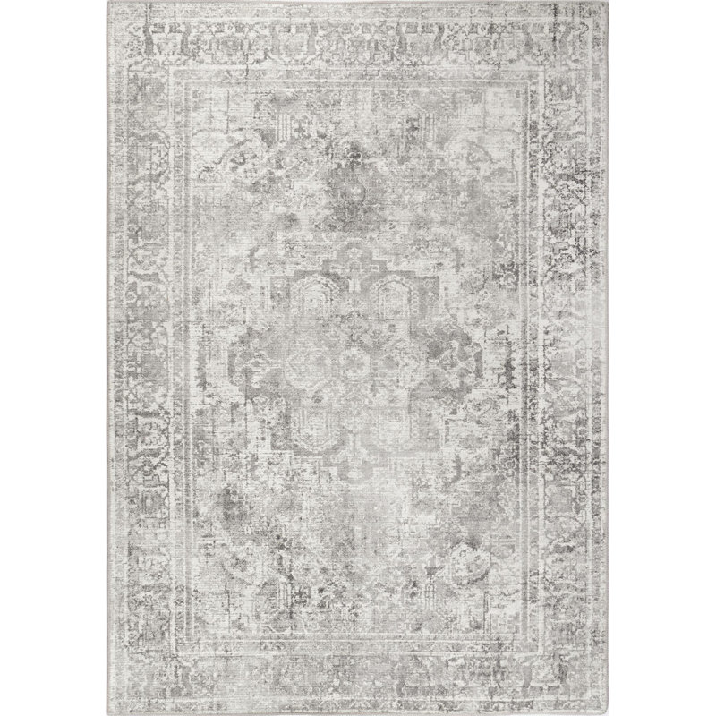 Tapis gris délavé rétro, Rectangle 8 pi x 10 pi