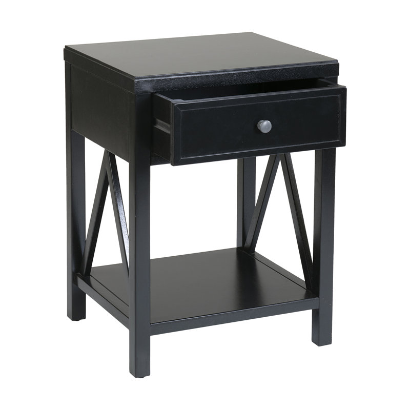 Table de chevet en bois Nadeau, Noir