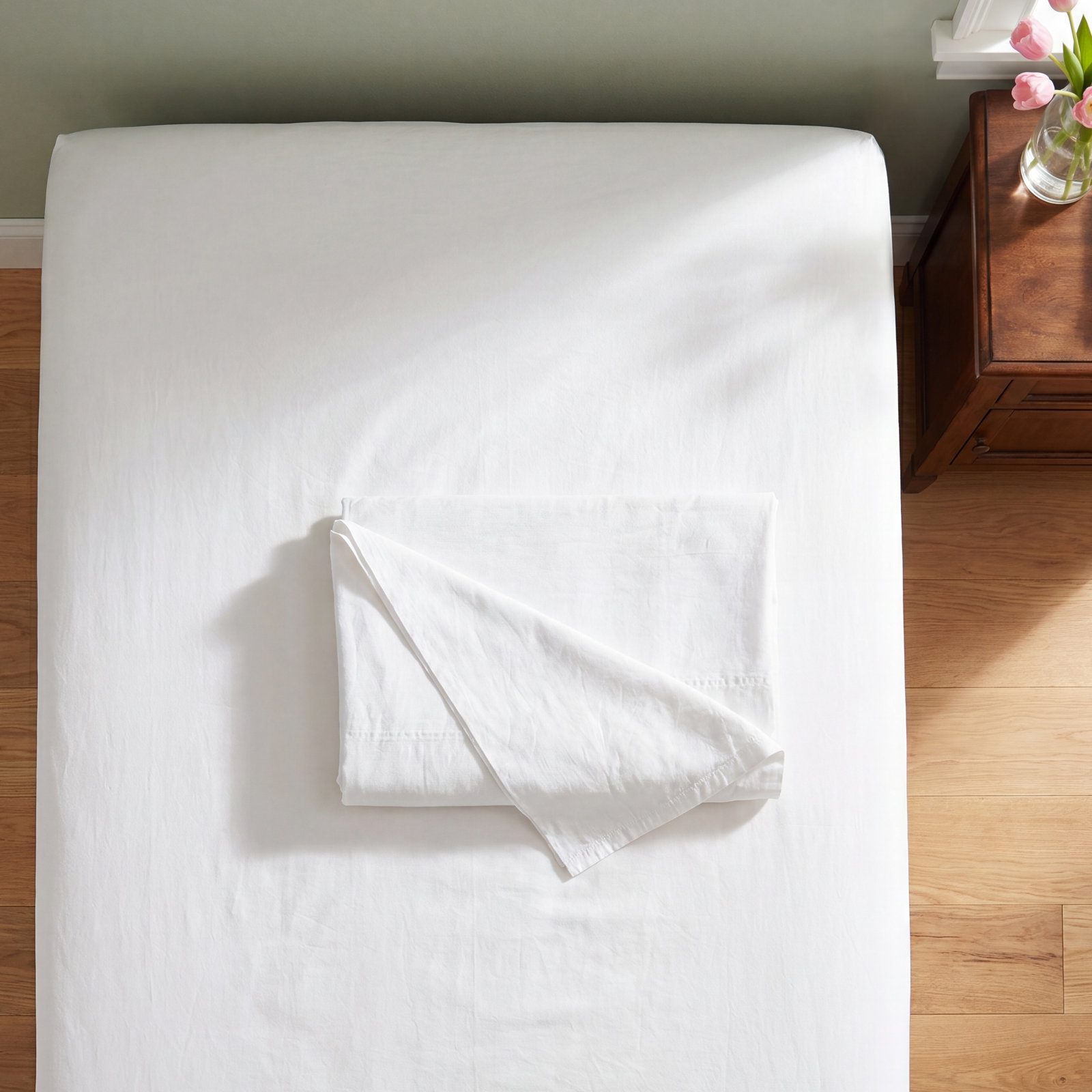 Cloud Soft Sateen Sateen Flat Sheet, Twin Flat Sheet, Alpine White