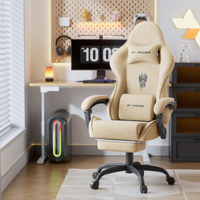 Gaming Chair with Footrest Back Ergonomic Gamer Chair with Headrest and Massage Lumbar Cushion Racing Reclining Video by Inbox Zero