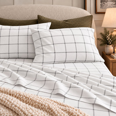 100% Turkish Cotton Flannel Solid & Plaid Sheet Sets