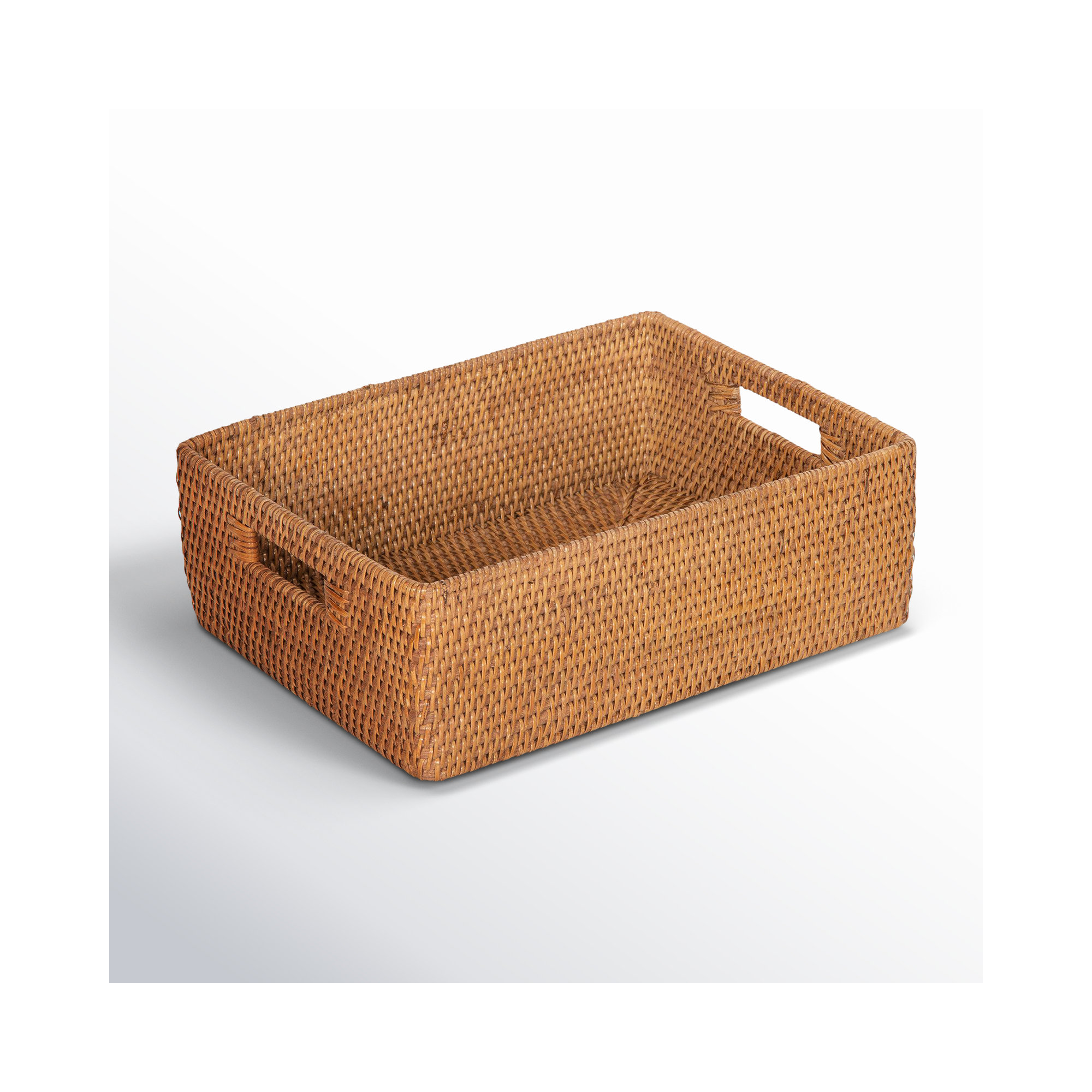 Bavan Rattan Basket With Handles 1, Honey Brown