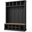 Arbre d'entrée en bois de ferme avec banc de rangement, armoire à chaussures à 13 compartiments, portemanteau à 6 crochets pour le vestibule-421105674