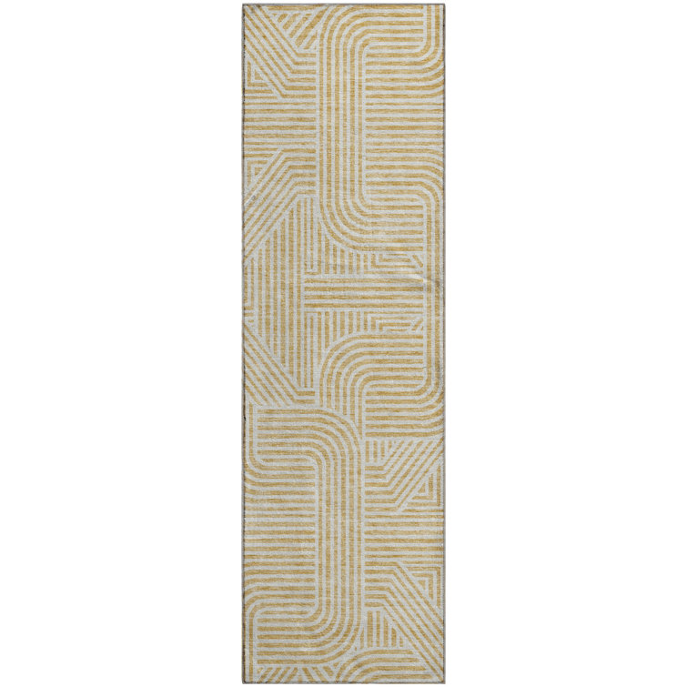 Premium Machine Washable Prisco Gold Rug
