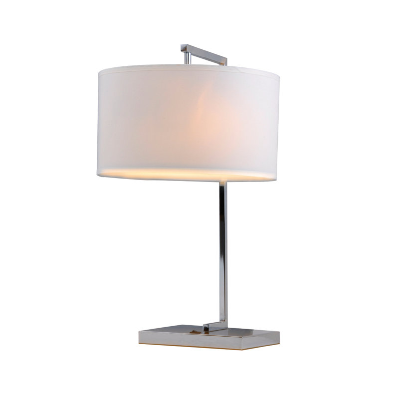 1-Light Polished Chrome Table Lamp With A White Drum Shade