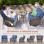 Ensemble de 5 pièces en rotin d'extérieur de qualité supérieure, 2 chaises coulissantes pivotantes avec dossiers en forme de T, 2 repose-pieds multifonctionnels et une table d'appoint en verre renforcé pour le patio, le jardin, la piscine et la cour-123039737