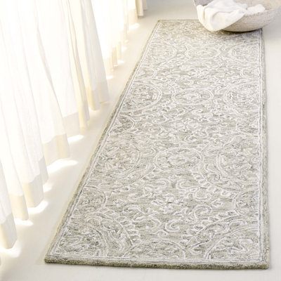 Tapis olive / ivoire touffeté à la main Damask