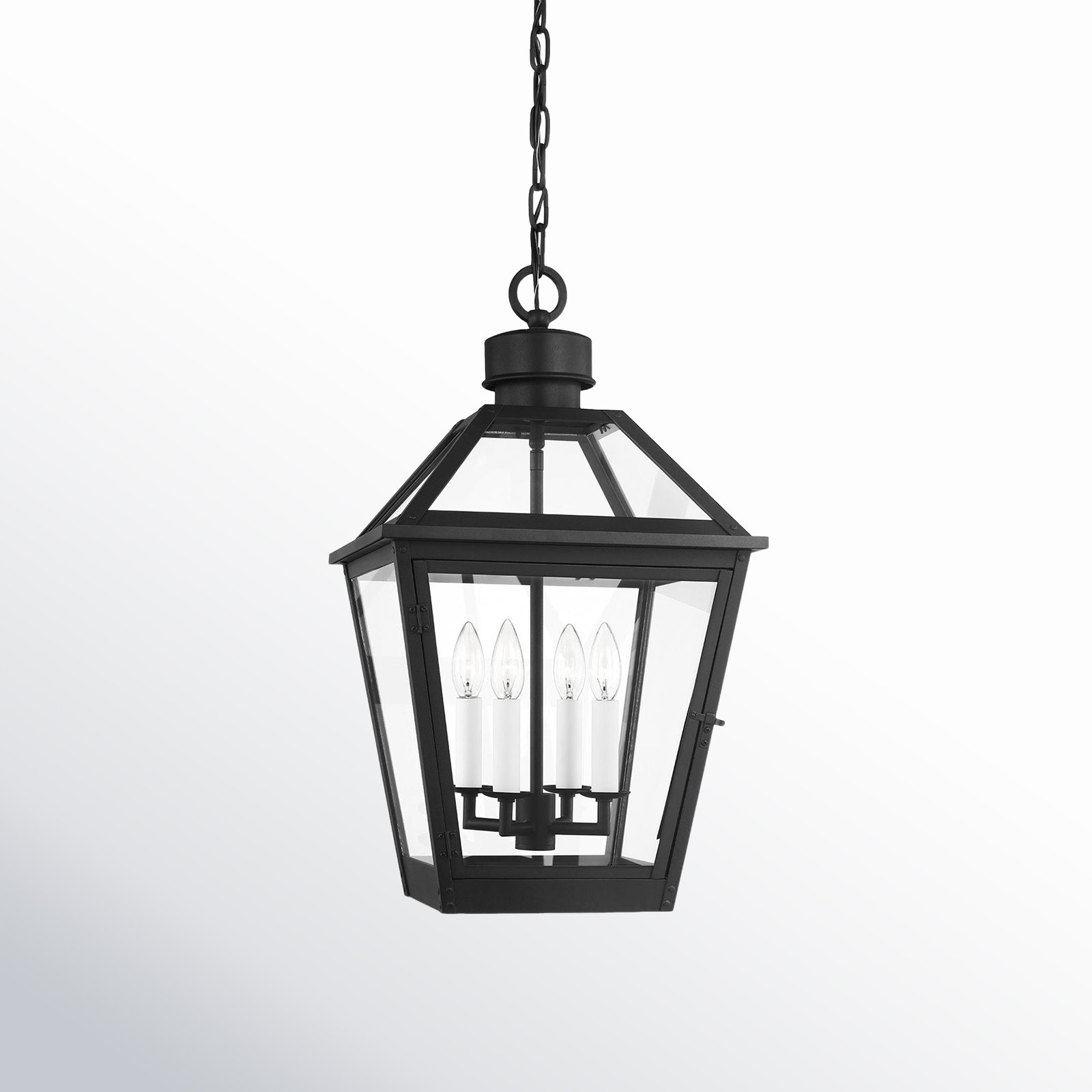 Transparent Outdoor Pendant, Textured Black
